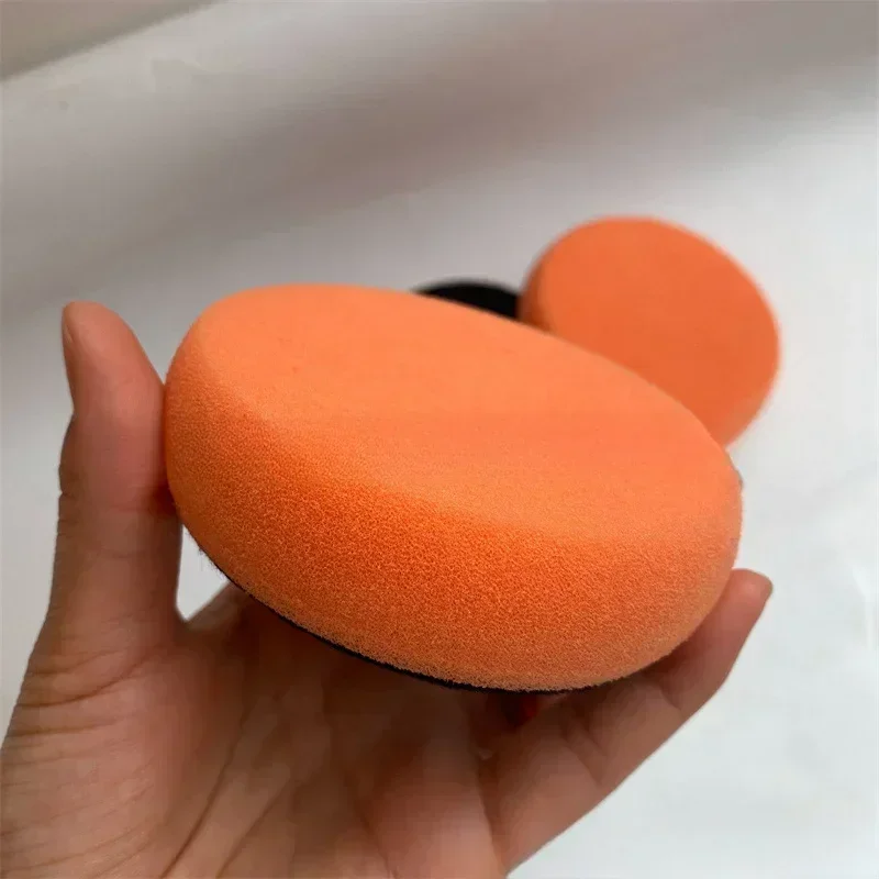 Polishing and Waxing Orange Sponge with Handle Car Wash Tool Car Waxing Sponge Manual Polishing Beauty Waxing Artifact