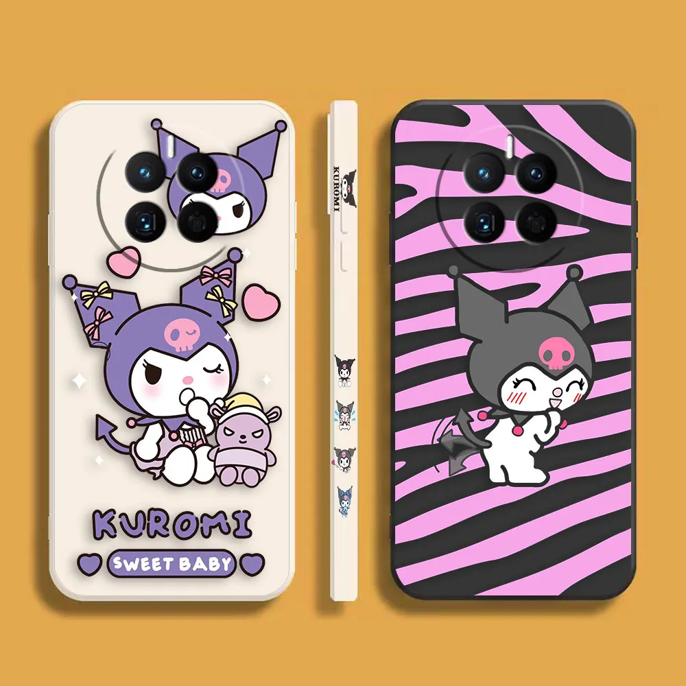 Cute Cartoon Kuromi Phone Case For Huawei MATE 10 20 20X 30 40 P20 P30 P40 P50 LITE PRO PLUS Simple Liquid Case Funda Shell Capa