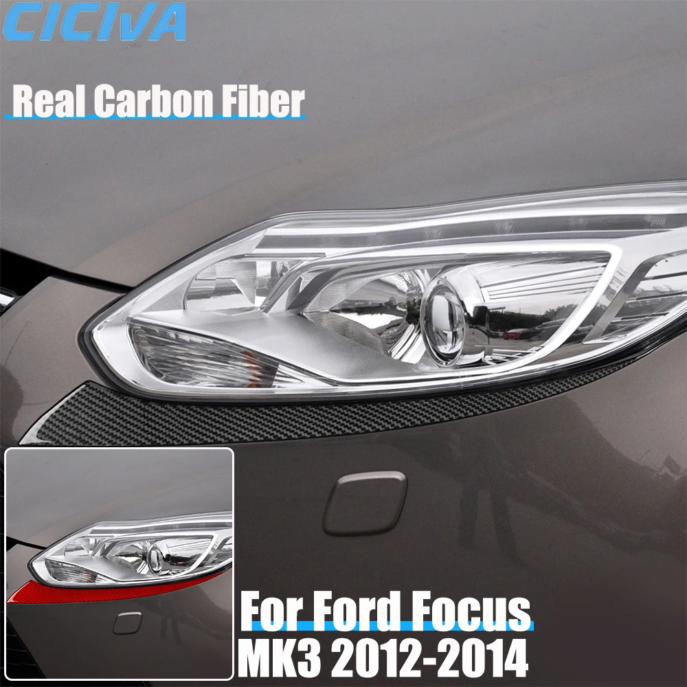 

Real Carbon Fiber Car Accessories Headlight Decorative Cover Sticker Interior Trim For Ford Focus MK3 2012 2013 2014