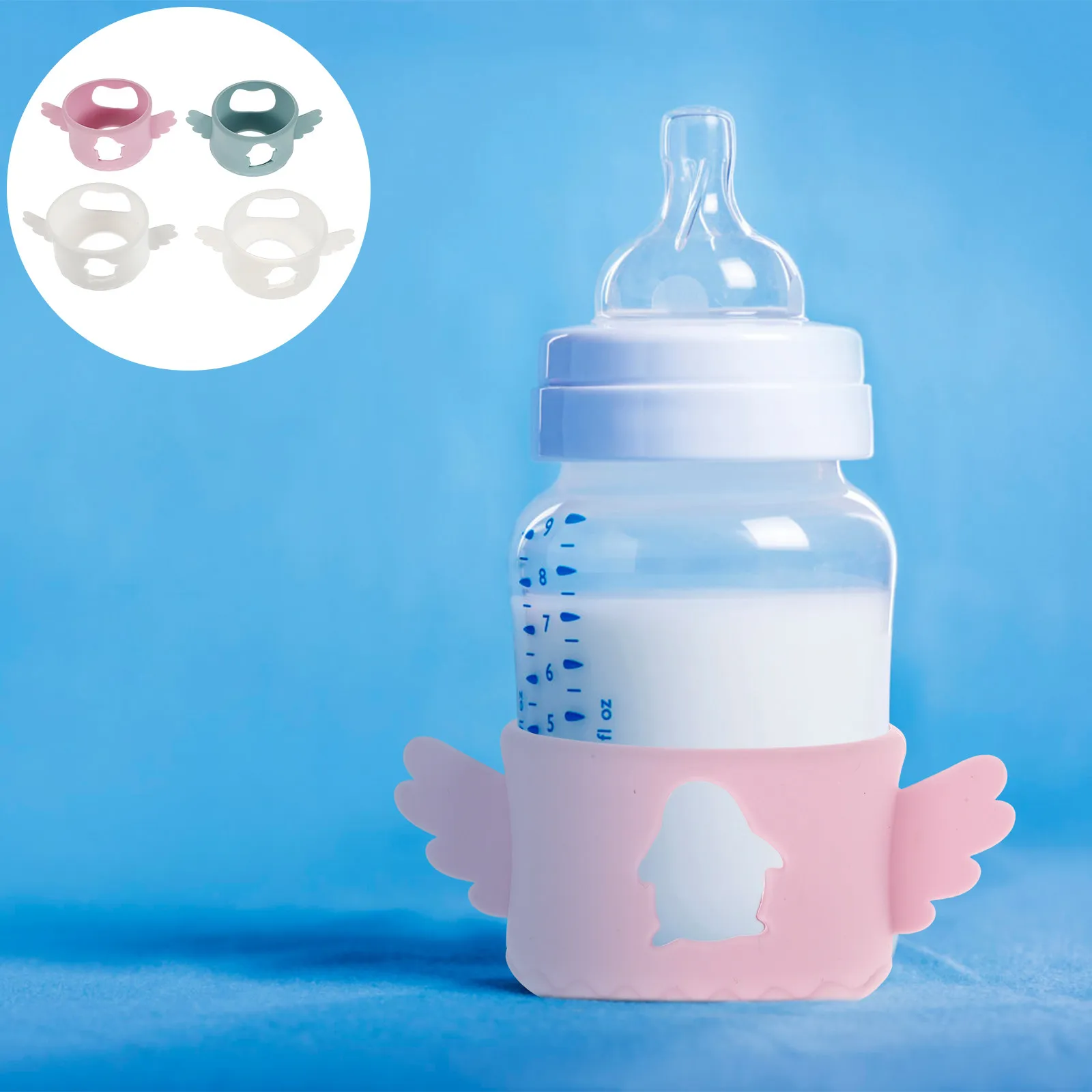 4pcs Soft Silicone Baby Bottle Protectors – Reusable Feeding Bottle Covers with Cute Design, Dishwasher Safe