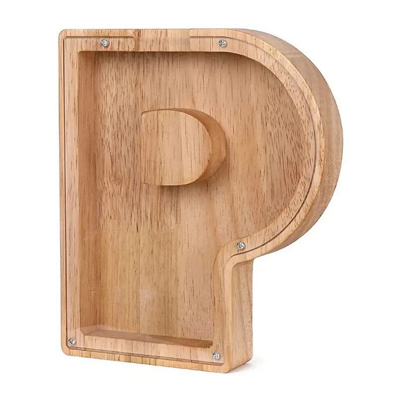26 Letters Engels Spaarpot Houten Munt Geldbesparende Doos Jar Munten Opbergdoos Desktop Ornament Home Decor Ambachten Kerstcadeau