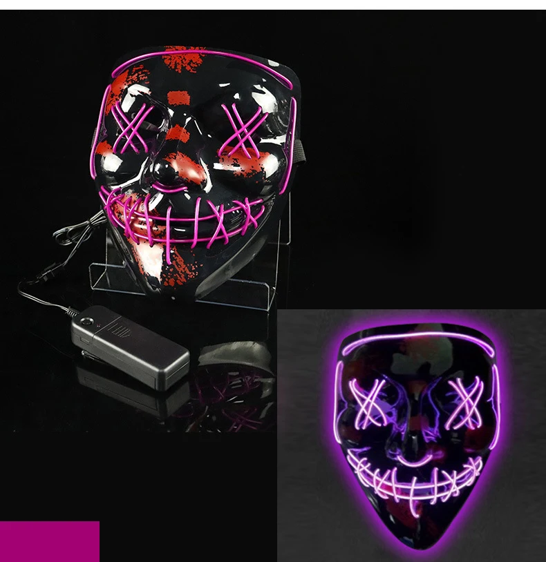 

Neon V Face Vendetta Masquerade Cosplay Led Mask Adult Hacker Tide Play Fawkers Halloween Luminous Mask
