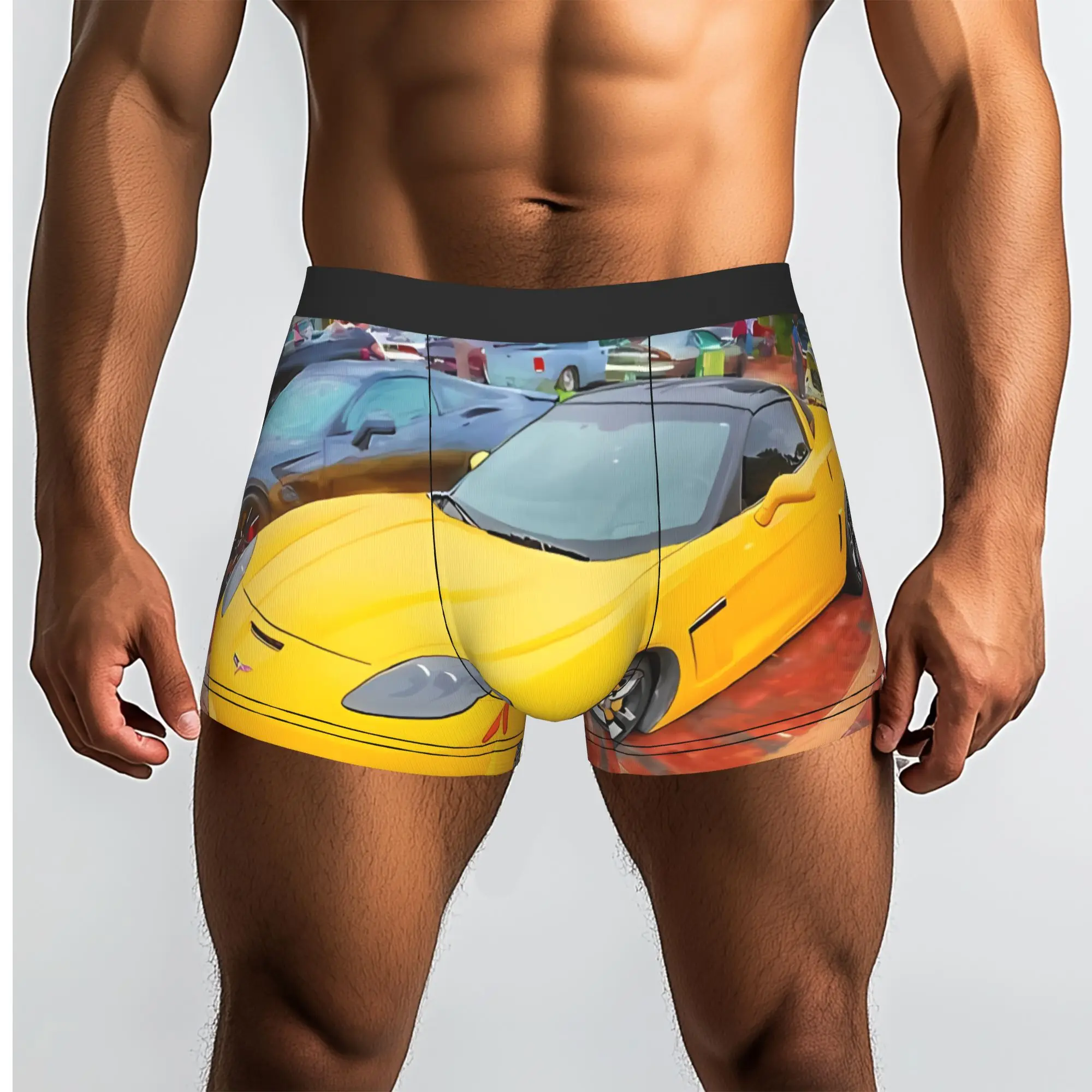 

2010 Yellow Corvette Grand Sport C-Corvettes Underpants Homme Panties Male Underwear Ventilate Shorts Boxer Briefs