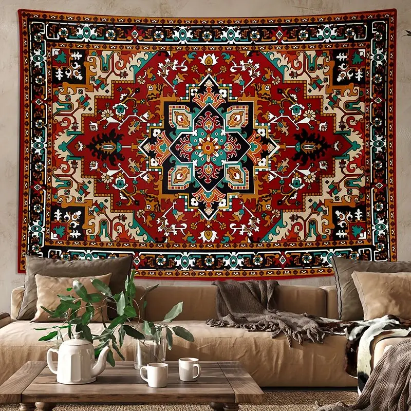 VIKAMA Persian Ethnic Style Tapestry Retro Geometric Floral Pattern Background Wallpaper e-Sports Room Decoration Room Decor