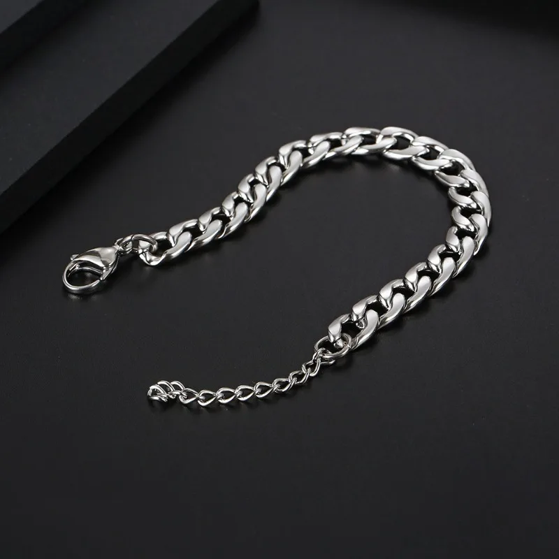 جديد عصري الكوبية سلسلة الرجال سوار كلاسيكي الفولاذ المقاوم للصدأ 3/5/7 مللي متر عرض سلسلة سوار للرجال النساء مجوهرات هدايا الحفلات #3