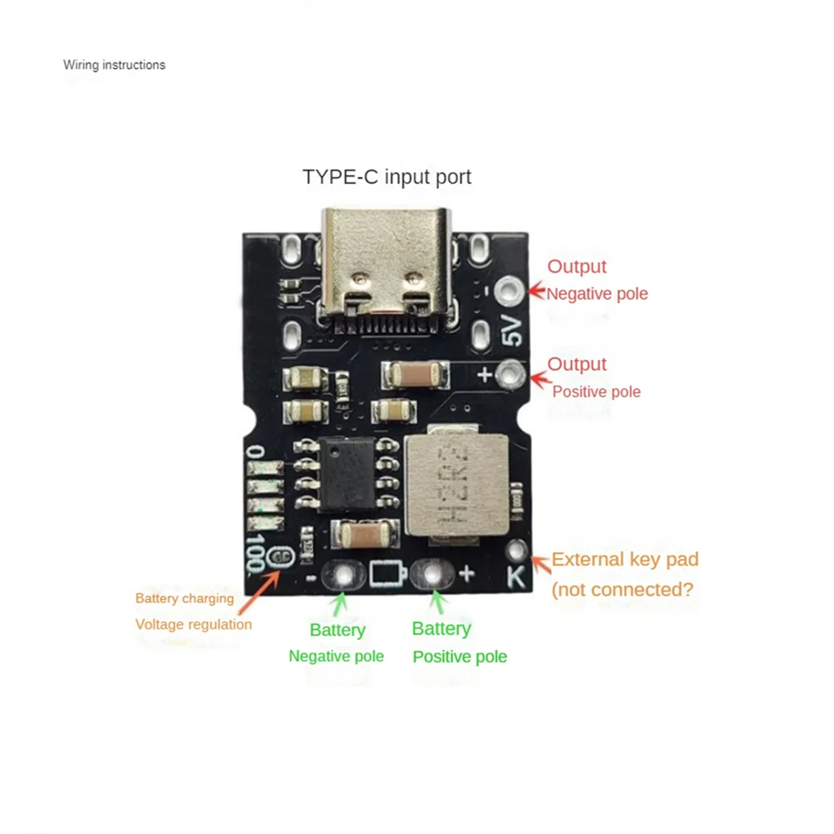 Konwerter USB typu C 5V 2A Boost Moduł zasilania Step-Up Bateria litowa Płyta zabezpieczająca ładowanie Ładowarka DIY, bez spawania