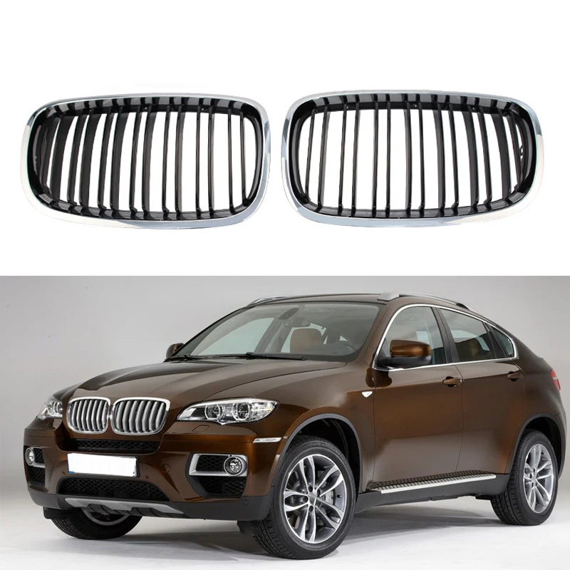 

Car Front Kidney Grille Racing Grill Racing Grills Replacement For BMW X5 X6 E70 E71 08-13 Accessories ABS Silver Grilles Auto