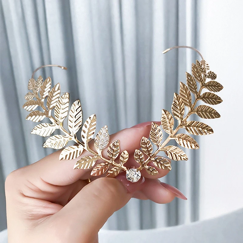 Metal Golden Color Leaf Hairband Alice Headbands Greek Goddess Crown Tiara Diadema Headdress Bridal Wedding Accessories