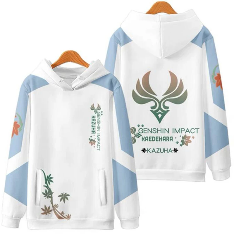 Genshin-Sudadera con capucha de Anime para hombre y mujer, prenda de manga larga con estampado 3d de Kaedehara Kazuha, Unisex