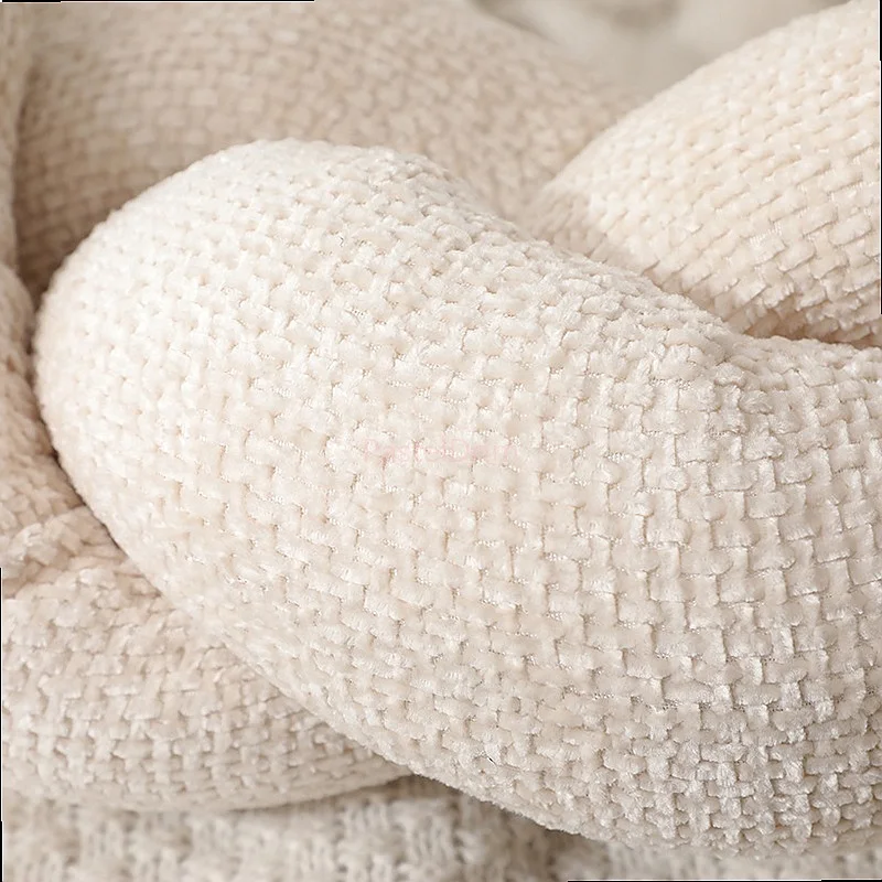 New Nordic Handwoven Chenille Candy Knot Pillow Cushion with Insert Zipper Irregular Boho Decor