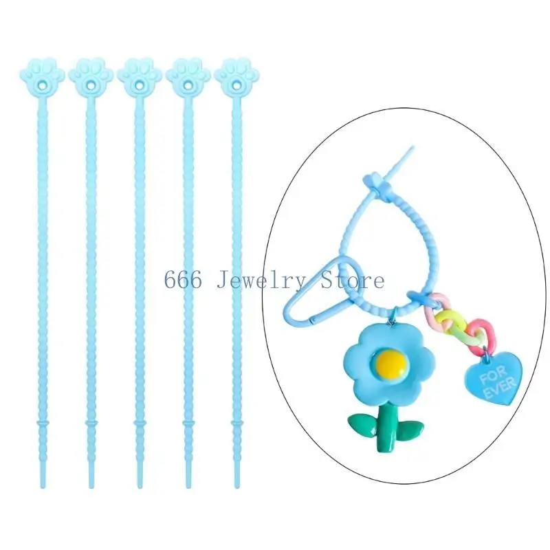F2TD 5 Pieces Sturdy Silicone Cable Ties Set Easy to Use Rubber Twist Ties Accessory for Wire Management in Multiple Color