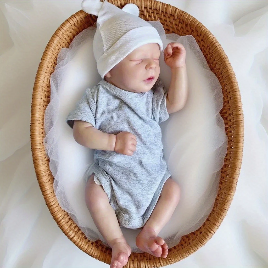 

BZDOLL 45CM 18inch Sleeping Reborn Doll, 3D Veined Skin, Vinyl Limbs Cloth Body, Dress Up Birthday Gift