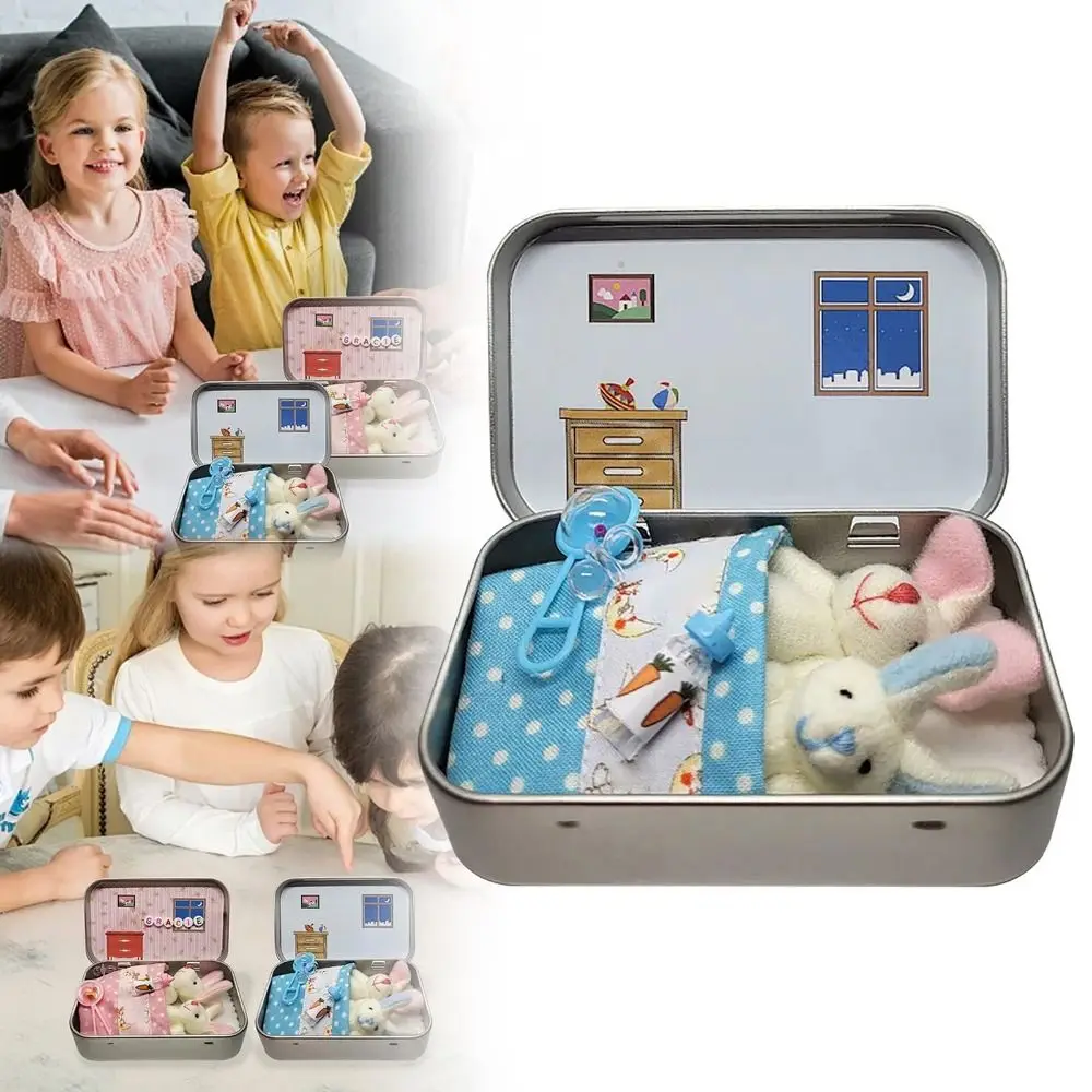 

New Mini Little Pocket Bunny DIY Plush Stuffed Animals Easter Basket Decorative Boxes Kids Bunny Toys Children Gift