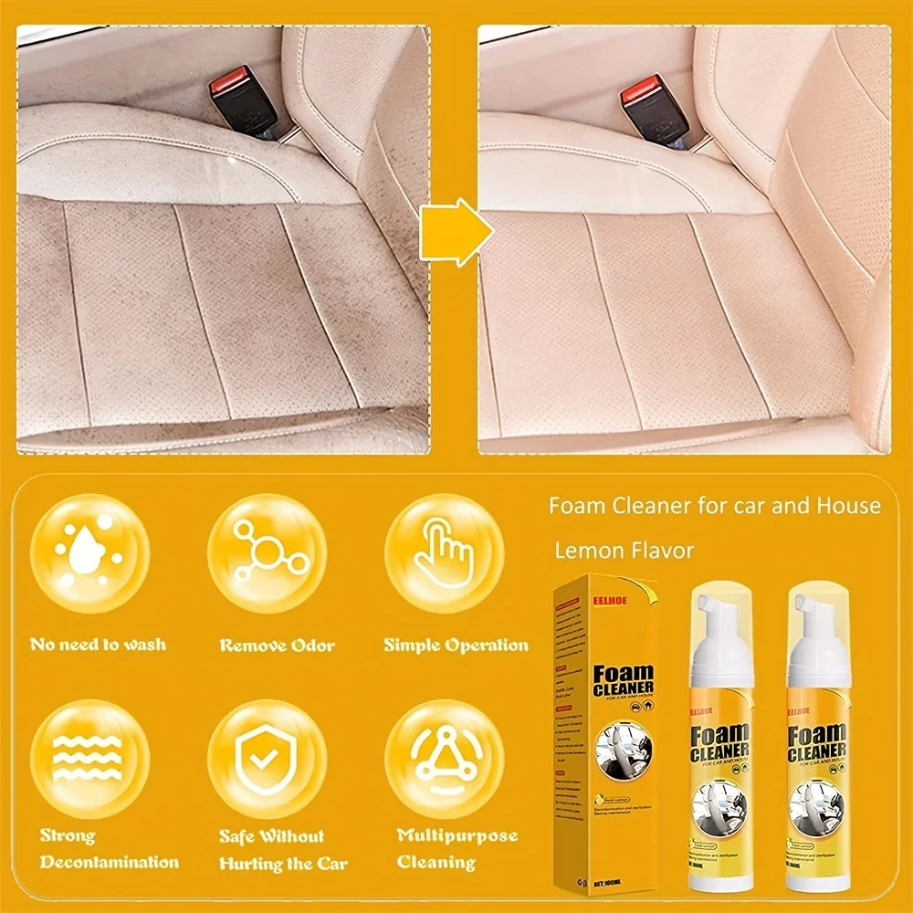 30/60/100ML Spray Foam Cleaner Leather Curing Agent Bubble Cleaning Spray Car Interior Wash Maintenance for Auto Home Use MG