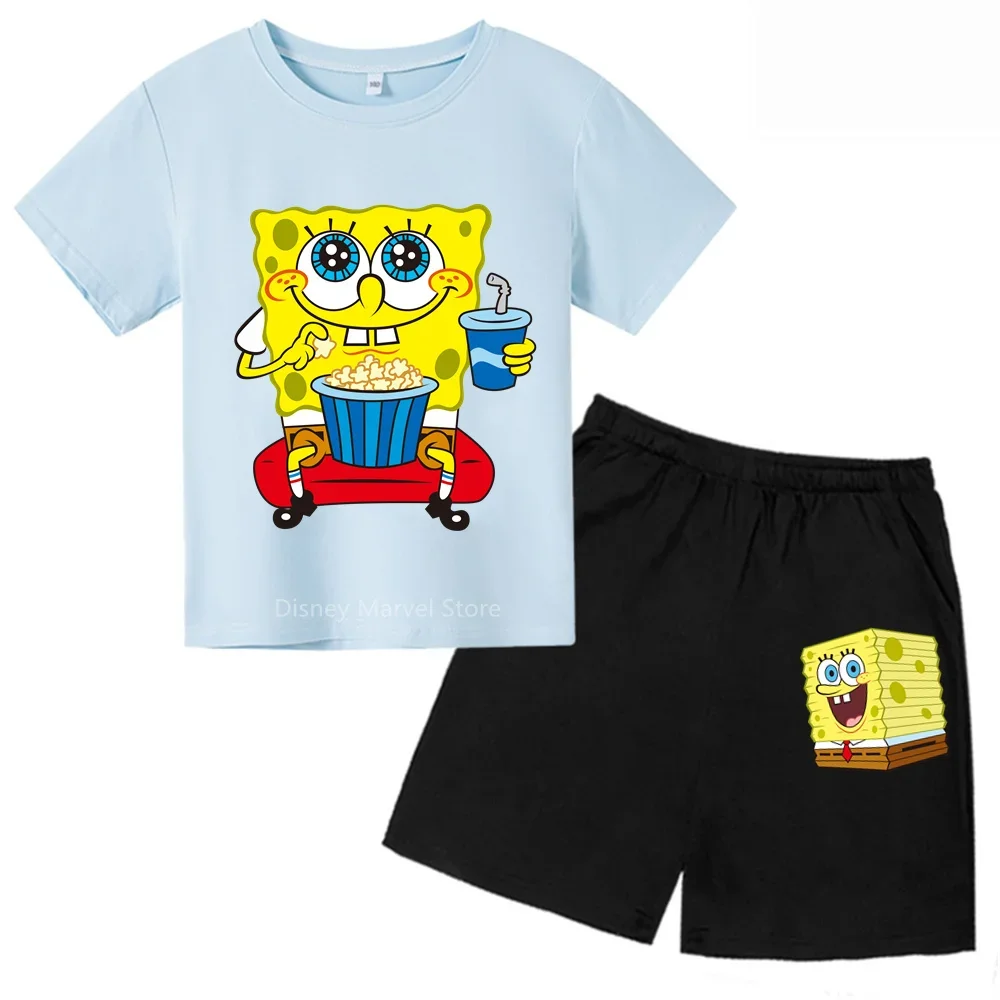 2024 Summer'S Coolest Crew: Spongebob Print Tshirt & Shorts Set - Trendy & Adorable For Boys & Girls, Ages 3-14