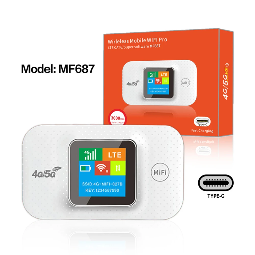 4G Lte Mobiler WLAN-Router, 150 Mbit/s, 4G LTE Wireless-Router, 3000 mAh, tragbares Pocket-MiFi-Modem, mobiler Hotspot (ohne SIM-Karte)