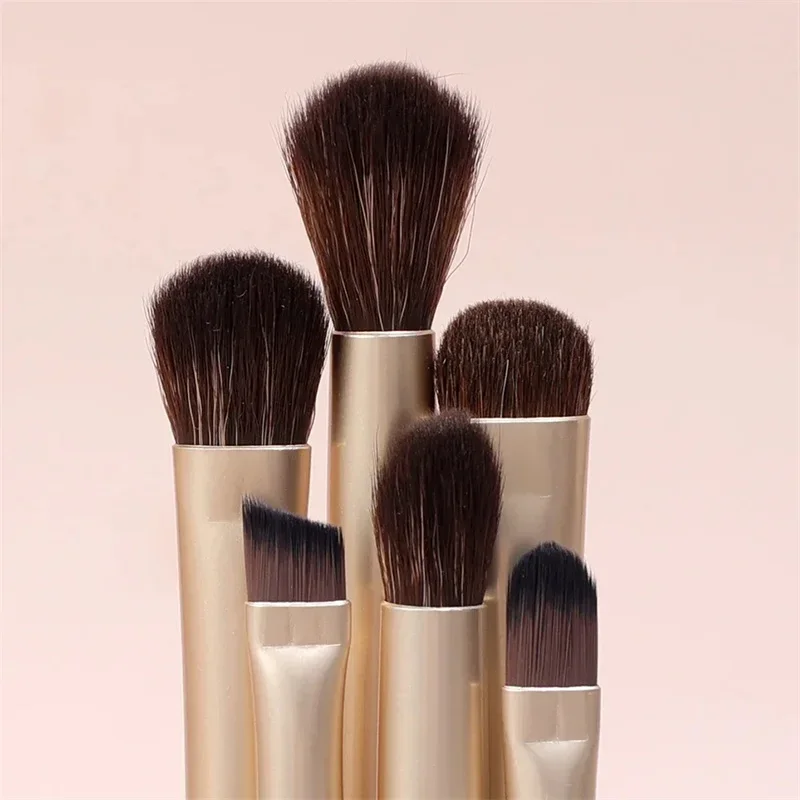 6pcs Mini Makeup Brush Set Eyeshadow Eyebrow Eyelash Lip Concealer Blush Brushes Travel Portable Soft Foundation Powder Brush