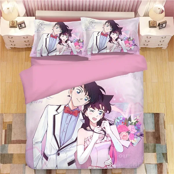 Detective Conan Bedding Anime New Cartoon Bedclothes Character Sets Twin Queen King Size Duvet Cover Pillowcase Home Textiles - Image 4