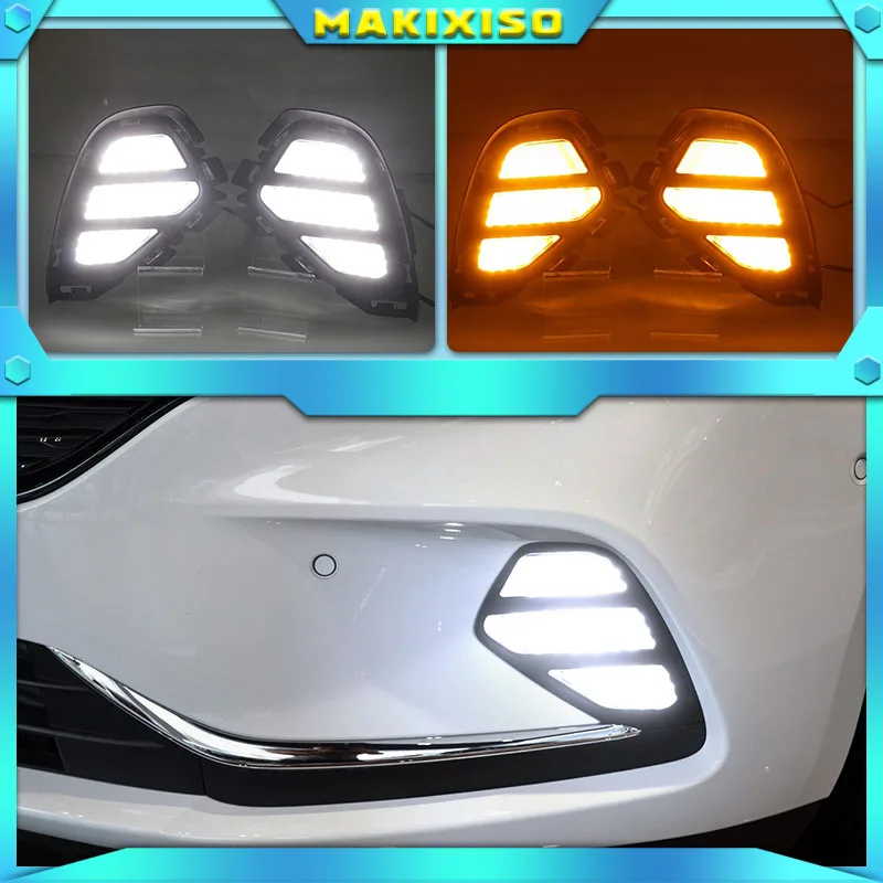 

2Pcs For Buick Verano 2020 Led Daytime Running Light White Driving Yellow Turn signal Light Blue Night Fog Lamp