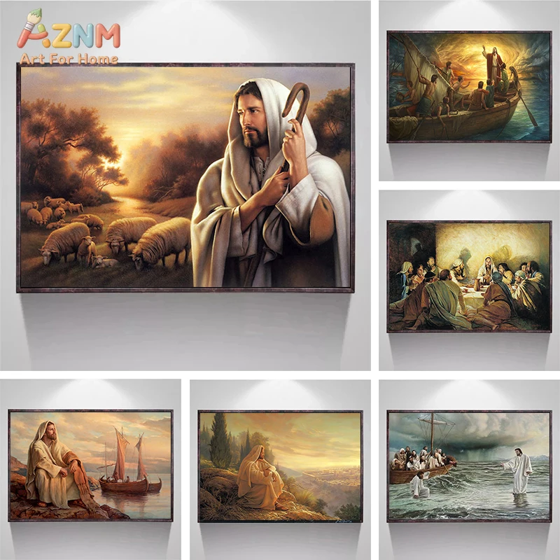 Christian God Jesus The Shepherd Christ Belief Faith The Samaritan Woman Posters Prints Canvas Painting Wall Art Picture Decor