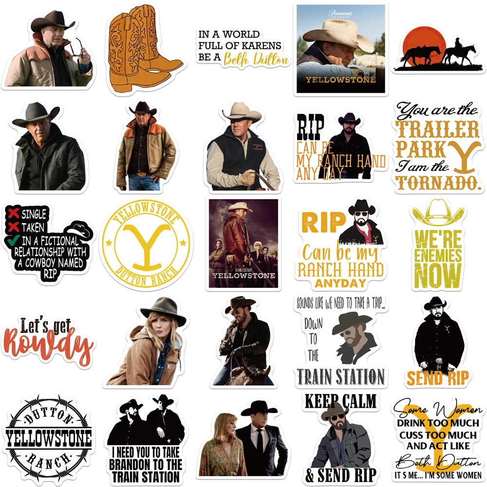 50 Stuks Hete Nieuwe Yellowstone Seizoen Tv-Show Sticker Diy Bagage Laptop Skateboard Auto Telefoonboeken Gitaar Kids Speelgoed Cadeau Sticker