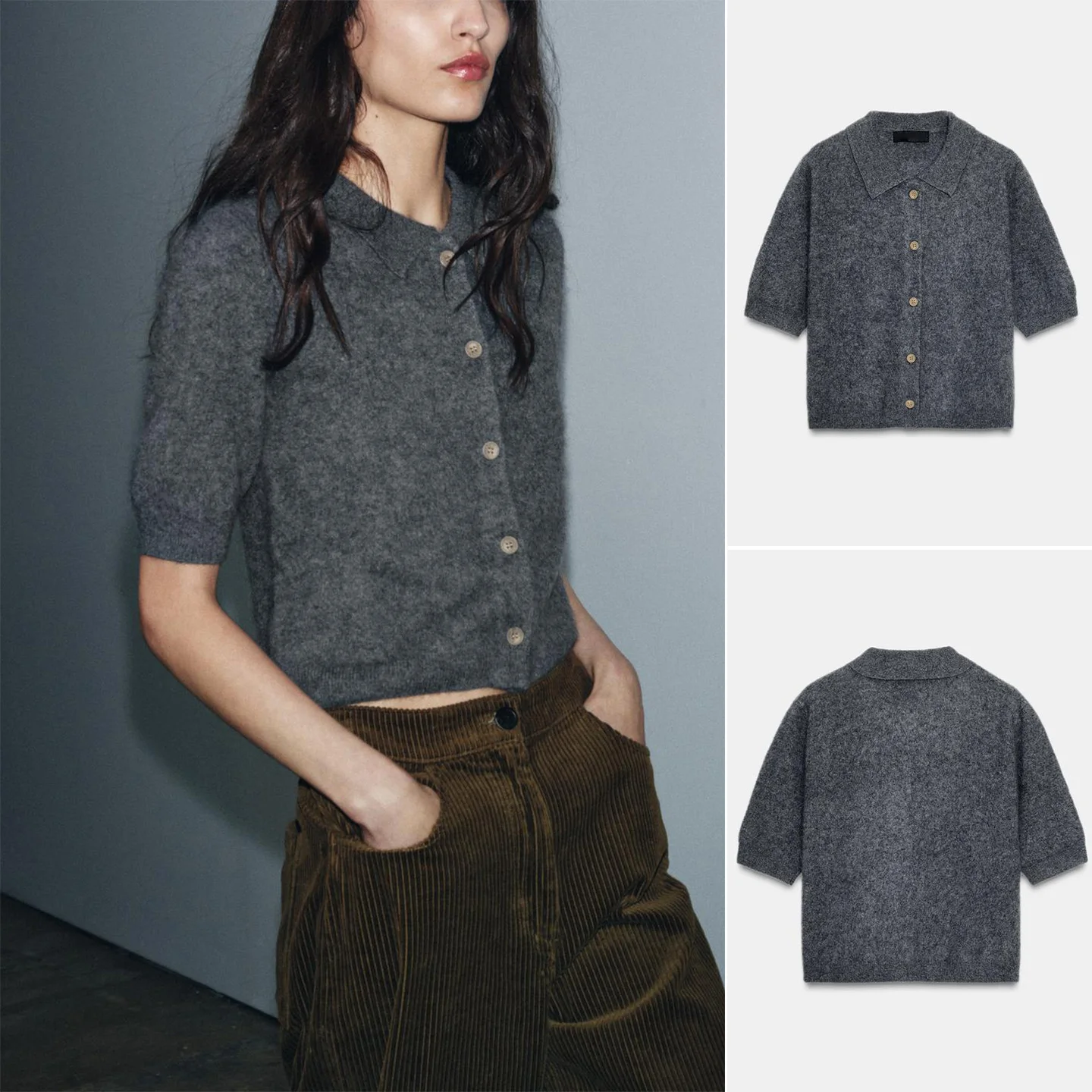 

mat Sle Women's Knitted irt Collar Open Cardigan Coat ort Sve Single Button Autumn Winter New Arrival