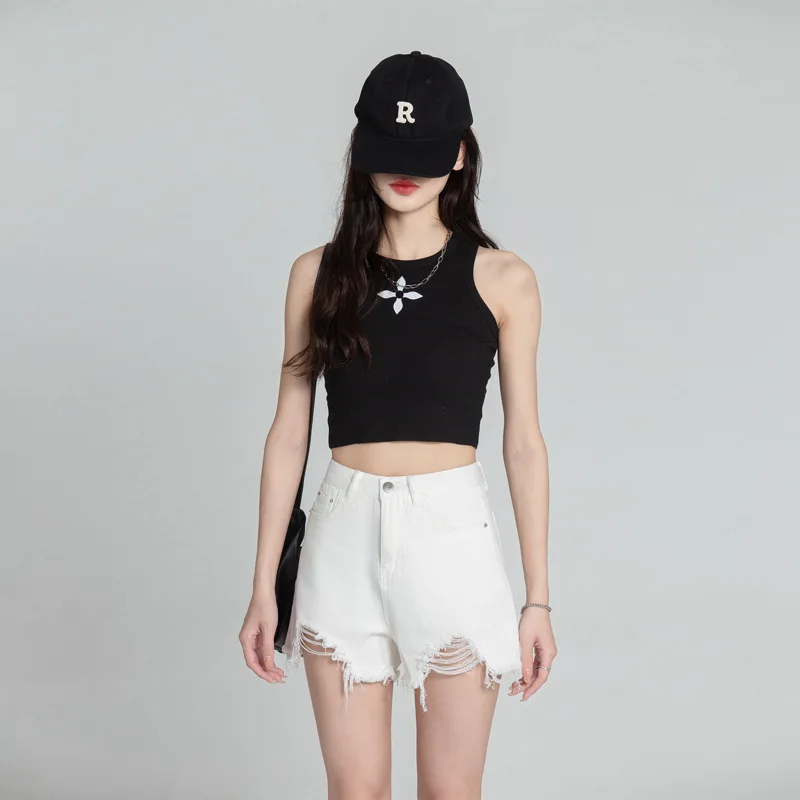 Denim Shorts Women Washed High Waist A-line Ripped Summer Korean Fashion Hotsweet Casual Students Ulzzang All-match Trendy Chic