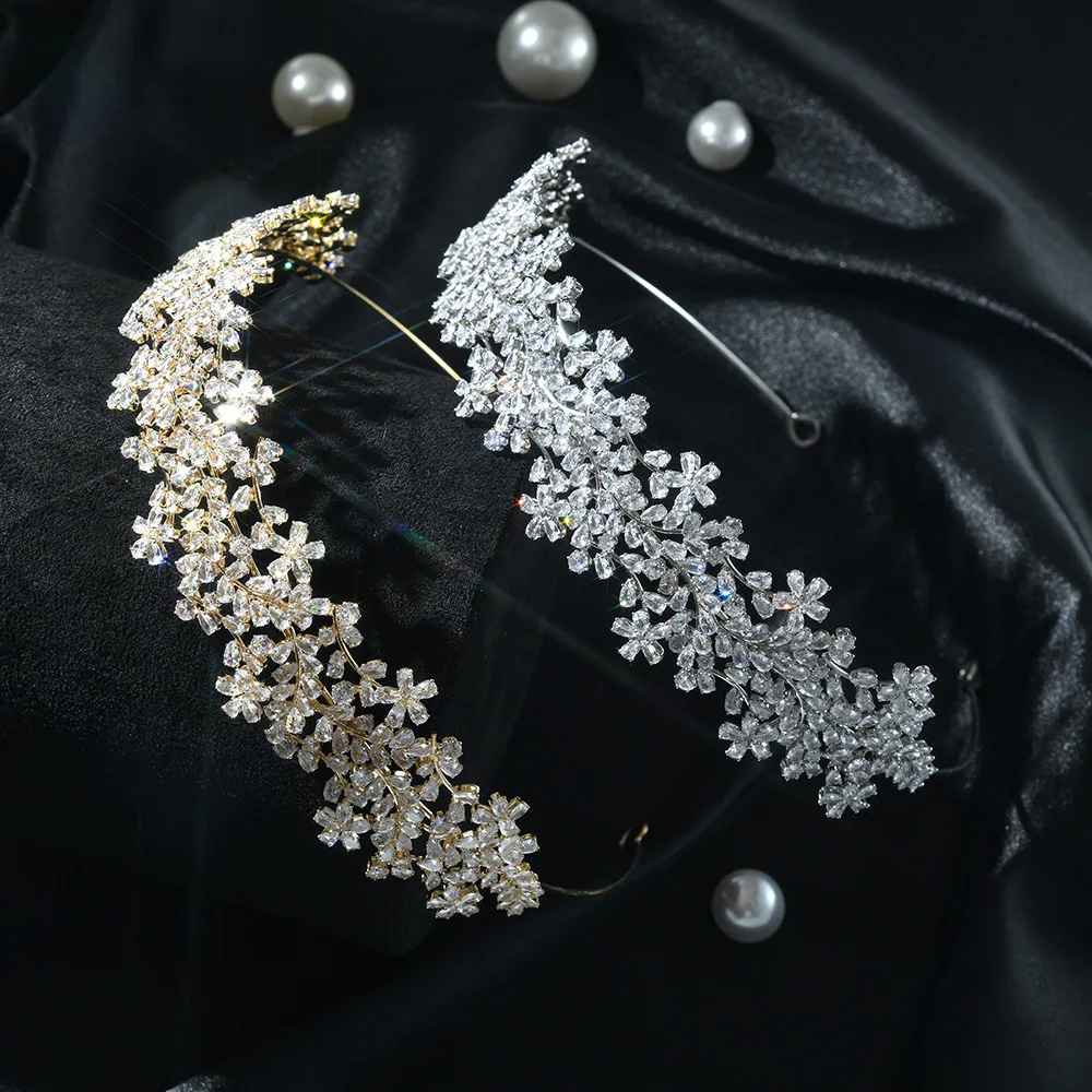 

Роскошные золотые свадебные повязки на голову, свадебные аксессуары для волос, диадемы для невесты с кубическим цирконием, головной убор, женские украшения для выпускного вечера, головной убор