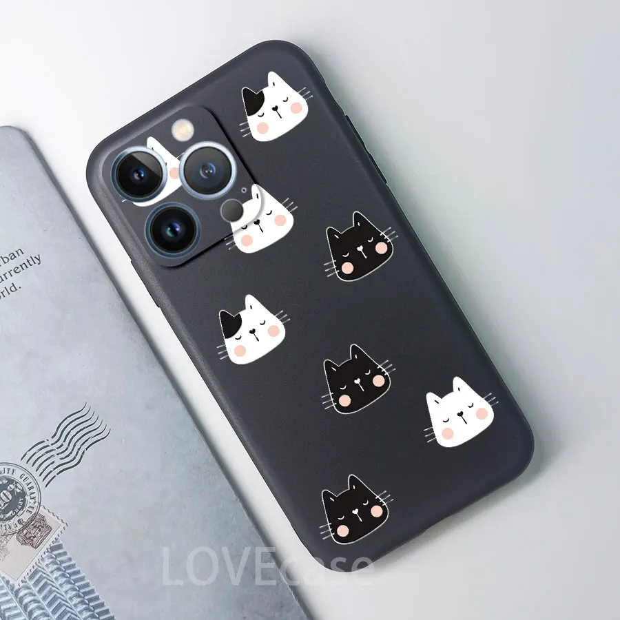 ل Xiaomi Redmi نوت 13 14 برو زائد 11 10 9 8 9A 9T 9C 9S 10S 11S K20 برو Redmi 15 15C حافظة سيليكون القط الأسود كيتين #3