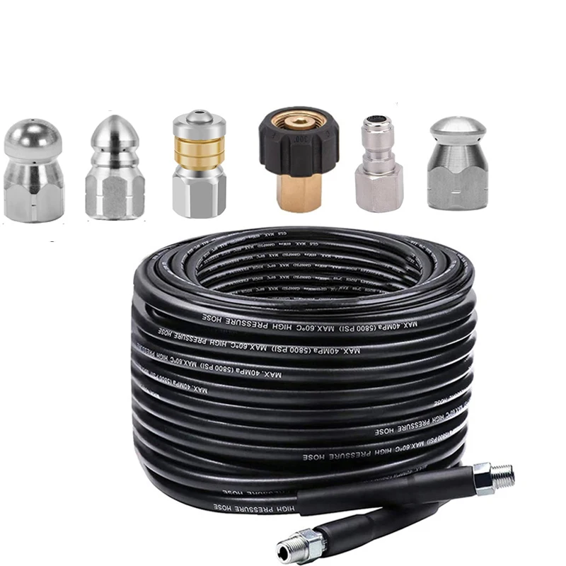 Sewer Jetter Kit for Pressure Washer ,Hydrojet Drain Cleaning Kit with Button Nose,Rotating Sewer Jet Nozle and 1/4\