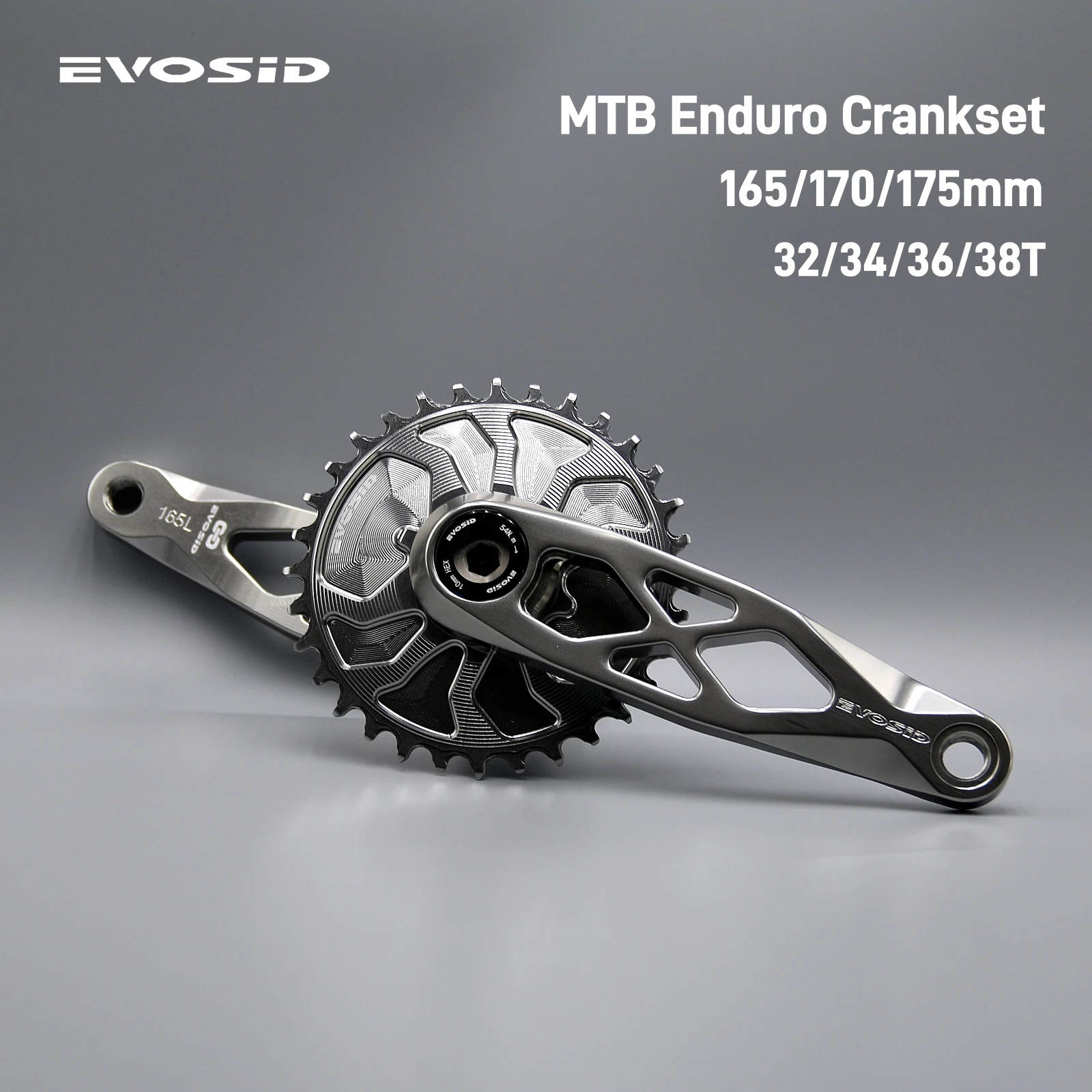 EVOSID MTB Bike Crankset DUB 29mm Mountain Bicycle Crank 165/170/175mm 3-nail Straight Installtion Chainring For Enduro AM DH XC
