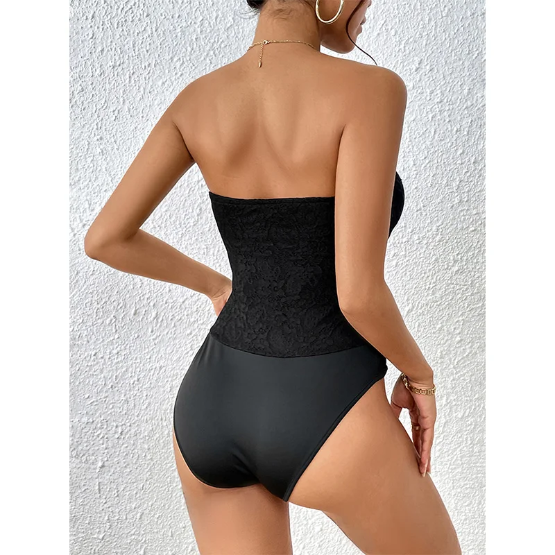 Benuynffy Black Lace Sexy Strapless Bodysuit Women's Fashion Club Party Bustier Lady Elegant One-pieces Slim Fit Body Top