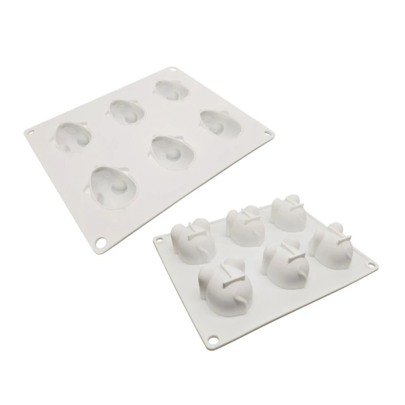 6-Cavity Mouse Shaped Silicone Mold Mousse Cake Decorating Mold Baking Tool for Making Chocolate, Candy, Soap