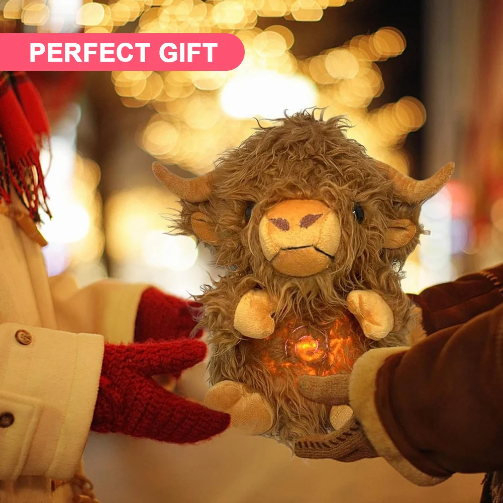 لعبة موسيقية مهدئة للأطفال على شكل بقرة هايلاند مع حركة تنفس وصوت وإضاءة بـ4 مستويات للنوم