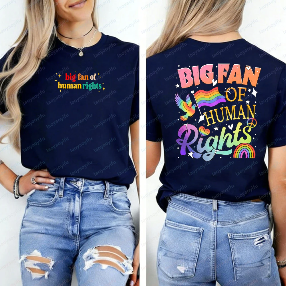 Big Fan of Human Rights Youth Sweatshirt Radicalized By Basic Decency Activist Rainbow T-Shirt Y2k Top Aesthetic Clothes Tops