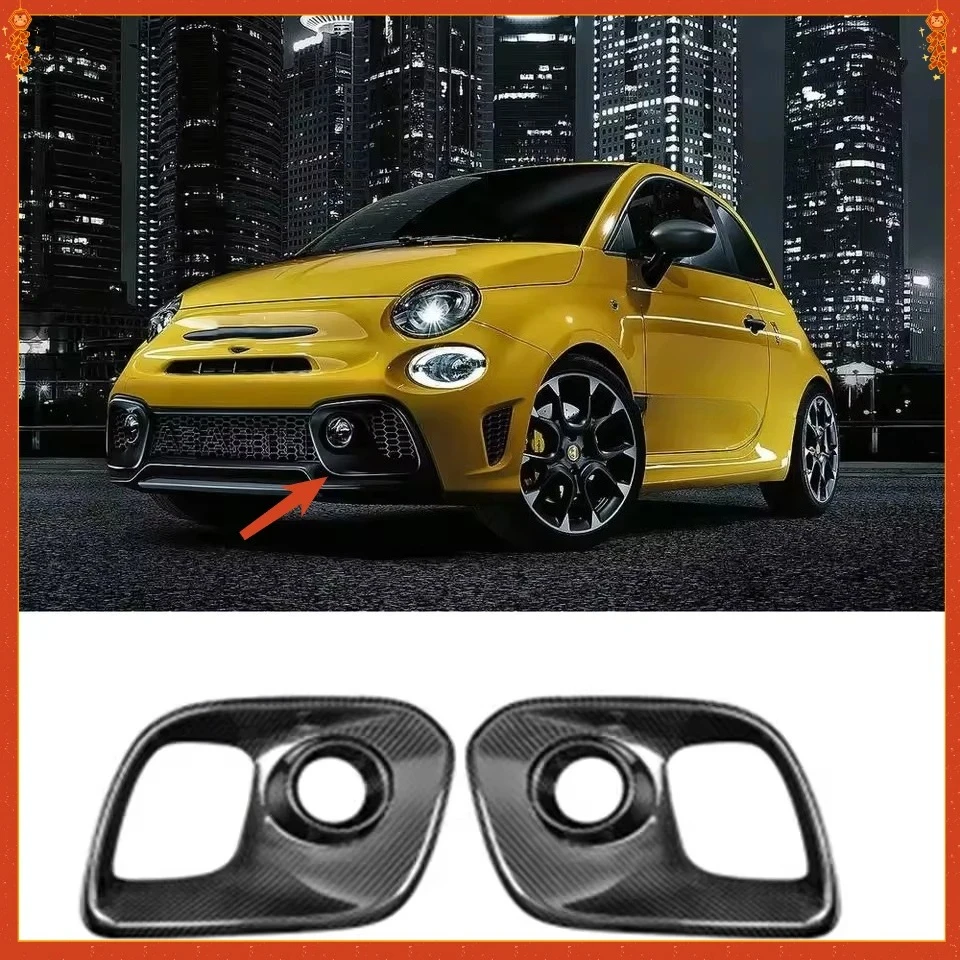 

For Fiat 500 Abarth 595 695 Real Dry Carbon Fiber Side Vents Decorative Spoiler Fog Light Frame Body Modification Components