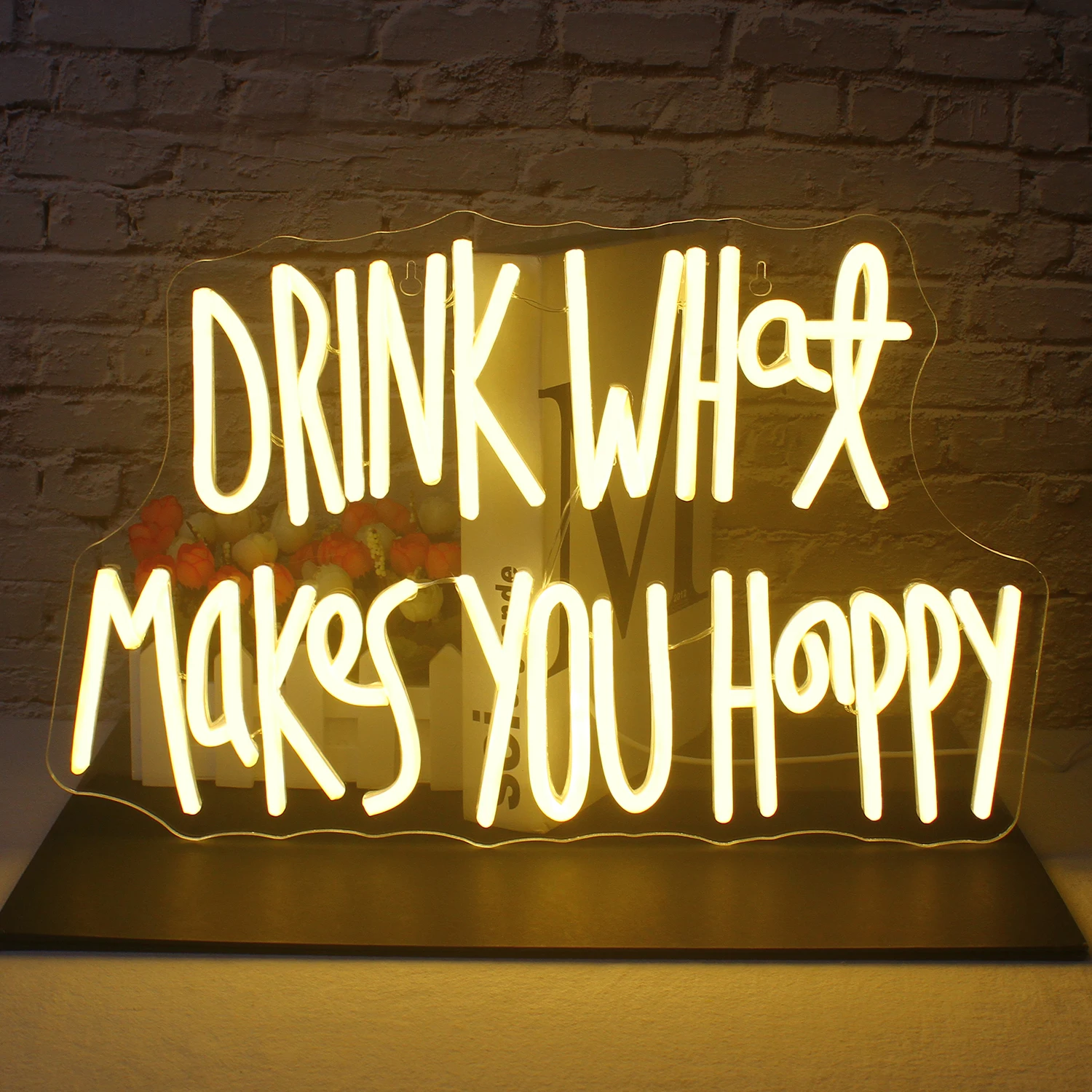 

Drink What Makes You Happy Neon Signs Wall Decor In Men's Cave Bars LED Neon Signs With Dimmers Suitable For Bedrooms