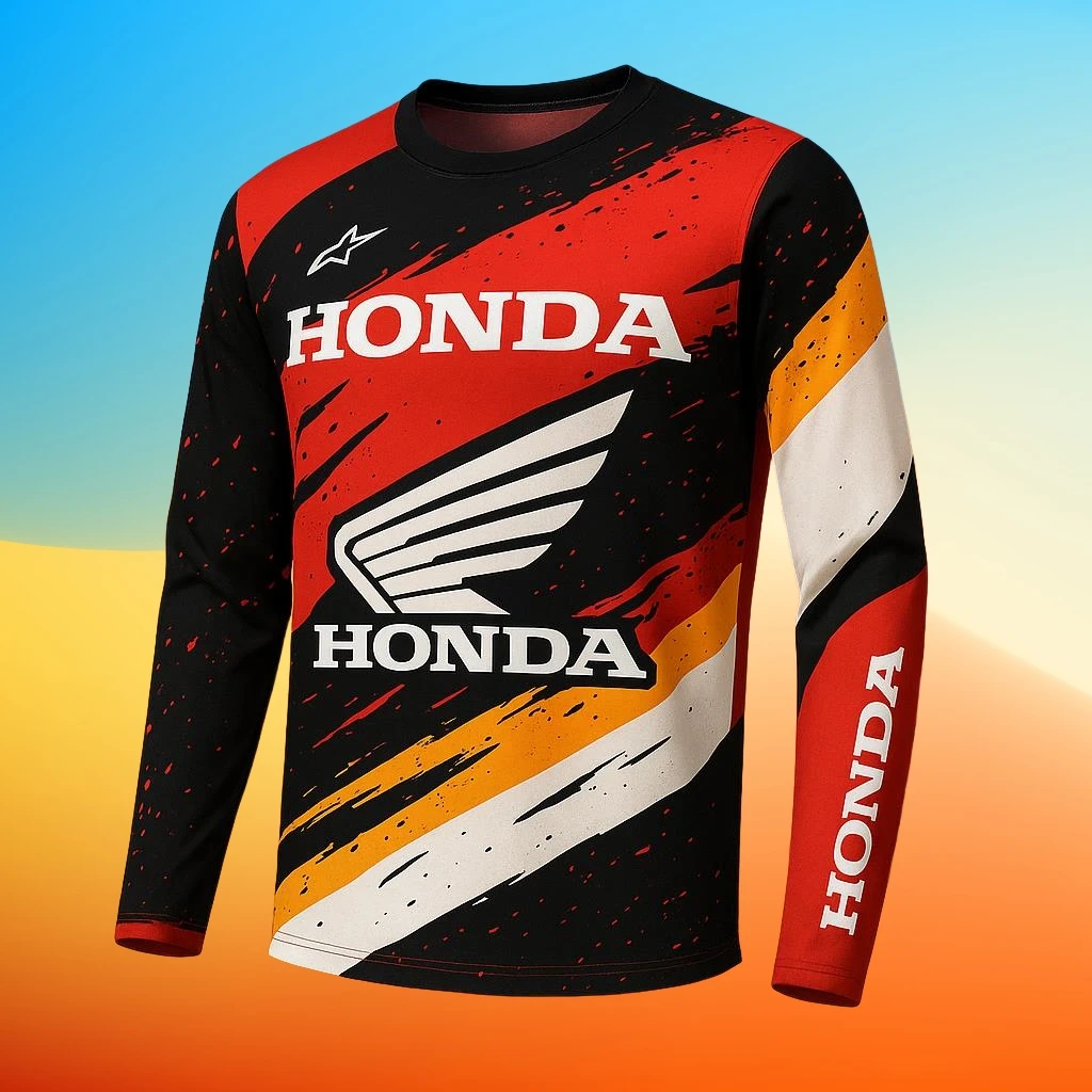 

Футболка Honda для гонок с длинными рукавами для внедорожного мотоцикла, быстросохнущая уличная футболка для горного велосипеда, дышащая спортивная одежда для мужчин