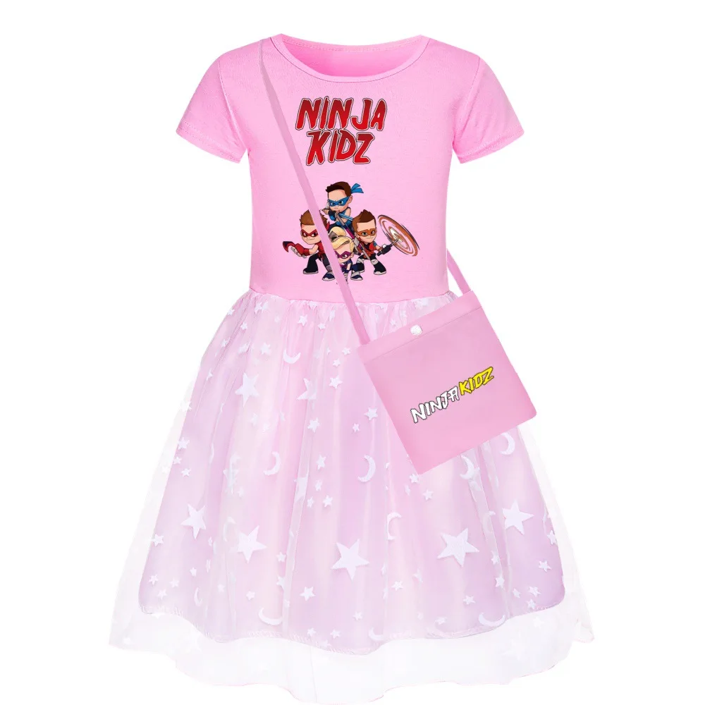 New Summer Dress Girl Cotton Fashion Spring 3D Ninja Kidz Gaming Knee-Length Baby Girls Clothes Teenage Princess Costume