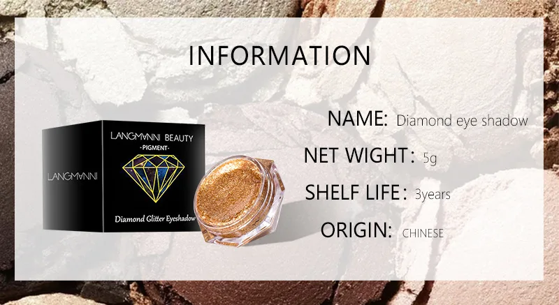 ダイヤモンドグリッターアイシャドウメイクアップリップルースパウダーアイシャドウメイクアップアイズピグメントパウダー女性用コスメティックビューティーツール6色