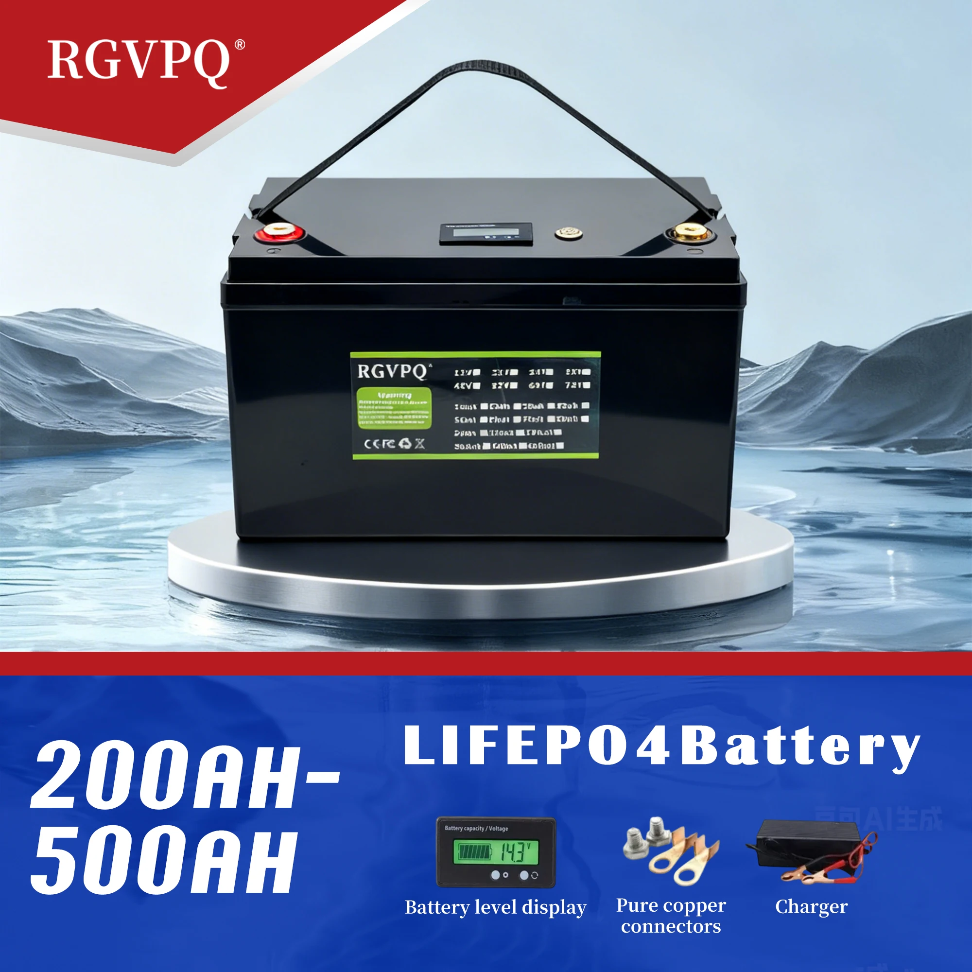 

Батарея LIFEPO4, новая модель 12V200AH-500AH, встроенная литий-железо-фосфатная батарея BMS100AH для мощных применений