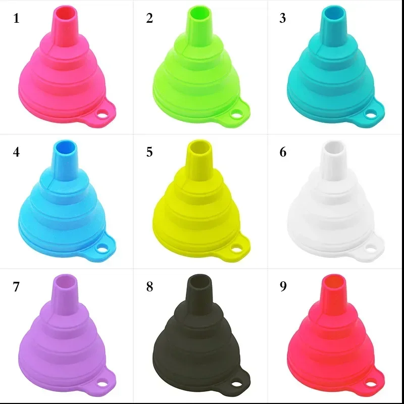 1/4PCS Silicone Collapsible Funnel Foldable Kitchen Long Neck Dispense Gadget Tool Filter Sorter Small Water Bottle Liquid Oil view 4