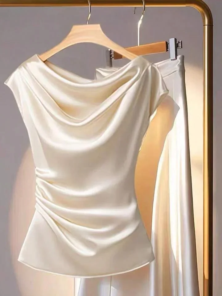 여름 프렌치 스타일 하이 패션 센세이션 얇은 셔츠 고품질 경량 셔츠 여성용 우아한 슬림 핏 여성 셔츠