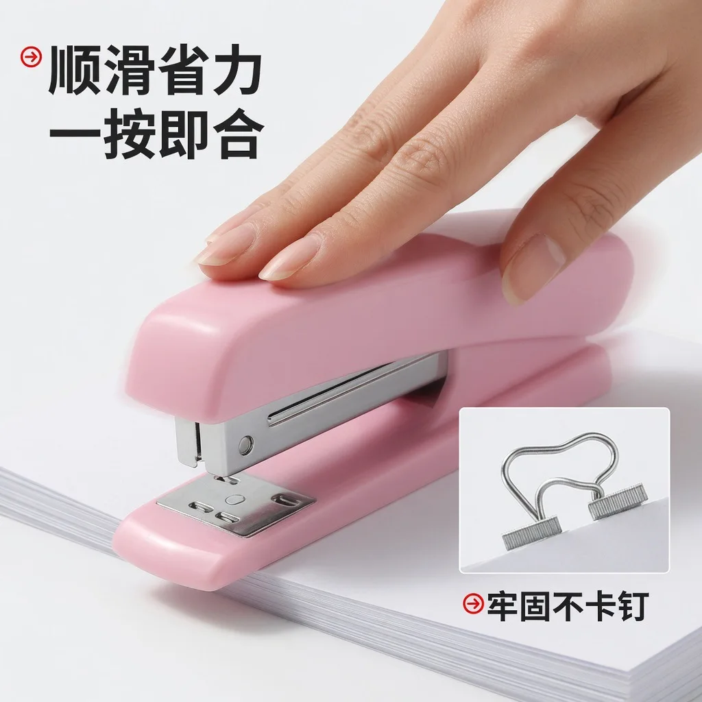 360 Degree Rotating Pen Holder Stationery Set with Tape Dispenser Stapler and Punch, Pink Desk Organizer Storage Combo for
