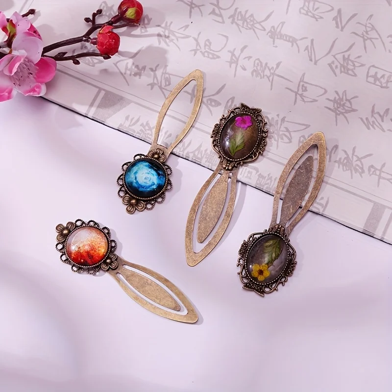 Marcapáginas de Metal Retro con Flores Secas de Cielo Estrellado, Marcapáginas Creativo para Libros, Regalo de Regreso a Clases, Recuerdo para Club de Lectura
