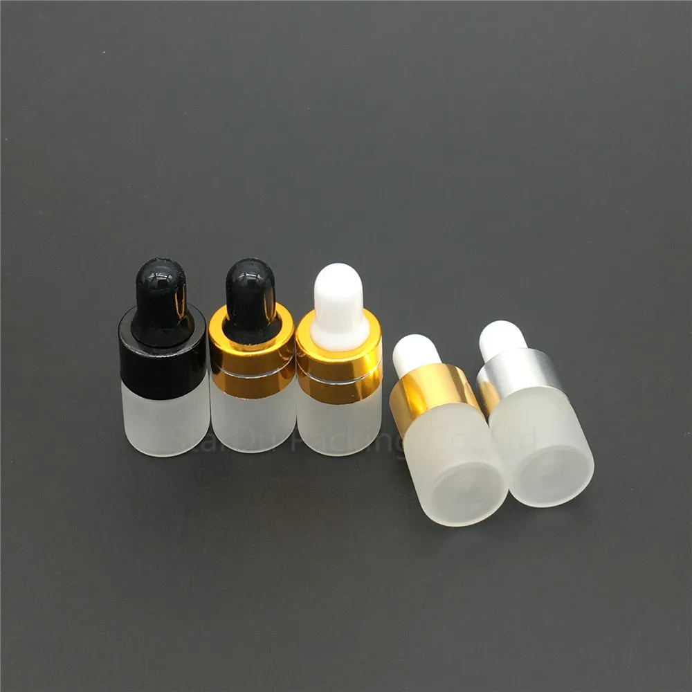 100pcs vazio 1ML frasco conta-gotas de vidro fosco 1cc mini frasco de vidro com pipeta conta-gotas