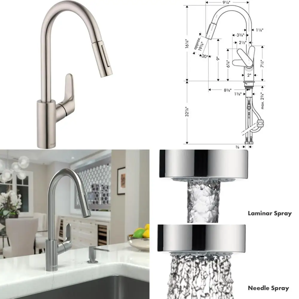 

Hansgrohe Focus Stainless Steel High-Arc Pull-Down Spray Kitchen Sink Faucet with Magnetic Docking