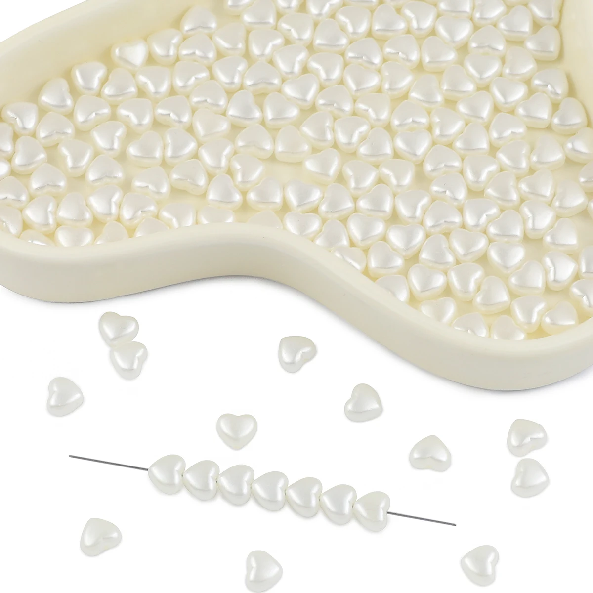 100Pcs Heart-shaped ABS Acrylic Imitation Pearl Style Spacer Loose Beads For Jewelry Making DIY Bracelet Necklace Accessories