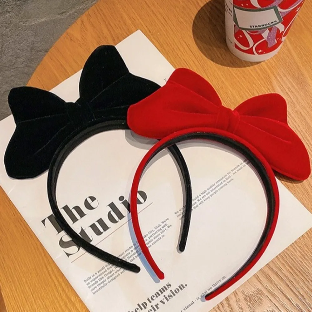 Elegant Women Large Bowknot Headband Black Red Christmas Velvet Bow Hair Band Hair Clip New Year Hair Accessories Noel Supplies