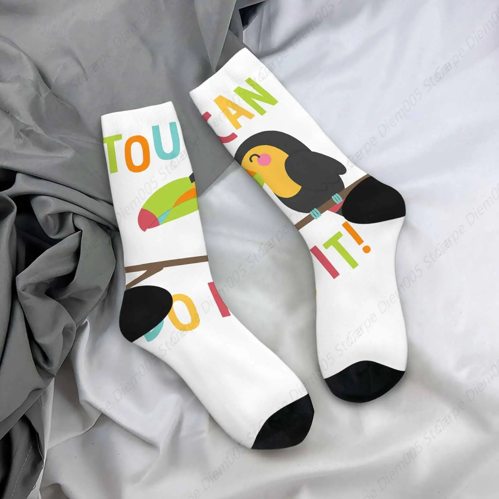 Toucan Funny Socks Toucan Do It Branch Novelty Casual Crew Socks Contrast Color Design For Women Men Gift